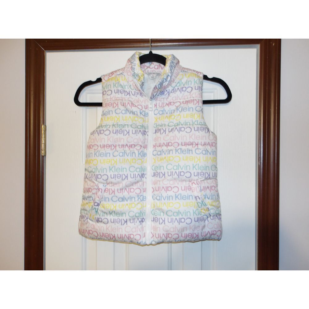 Calvin Klein Multicolor Logo Print Puffer Vest ‎ Zip-Up Winter Outerwear